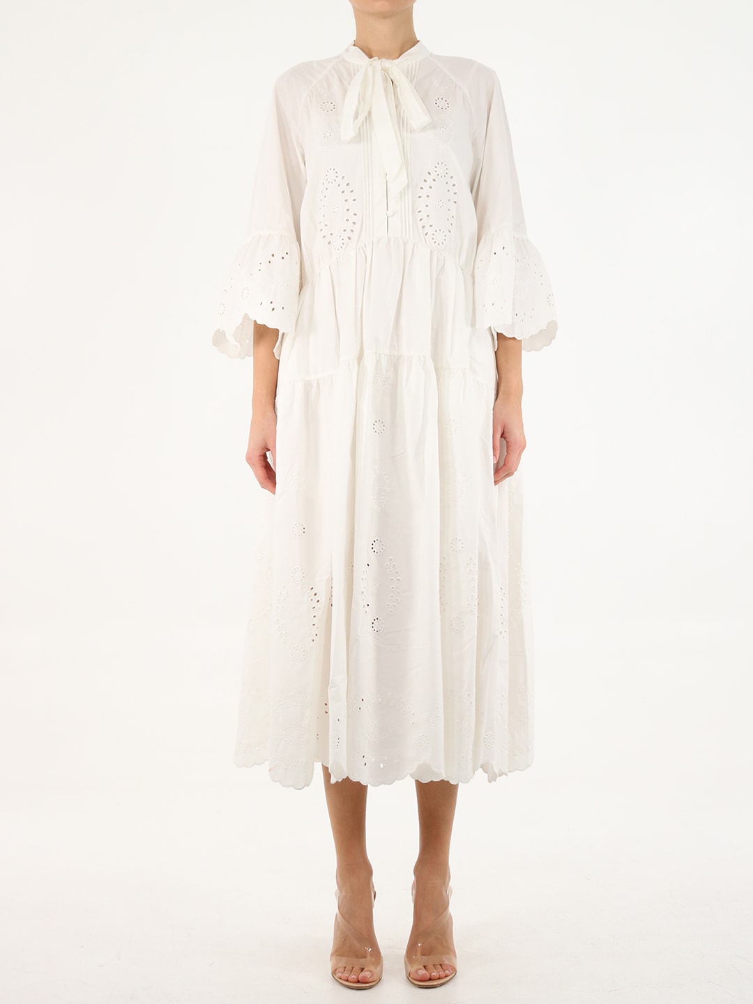self-portrait Broderie Cotton Dress