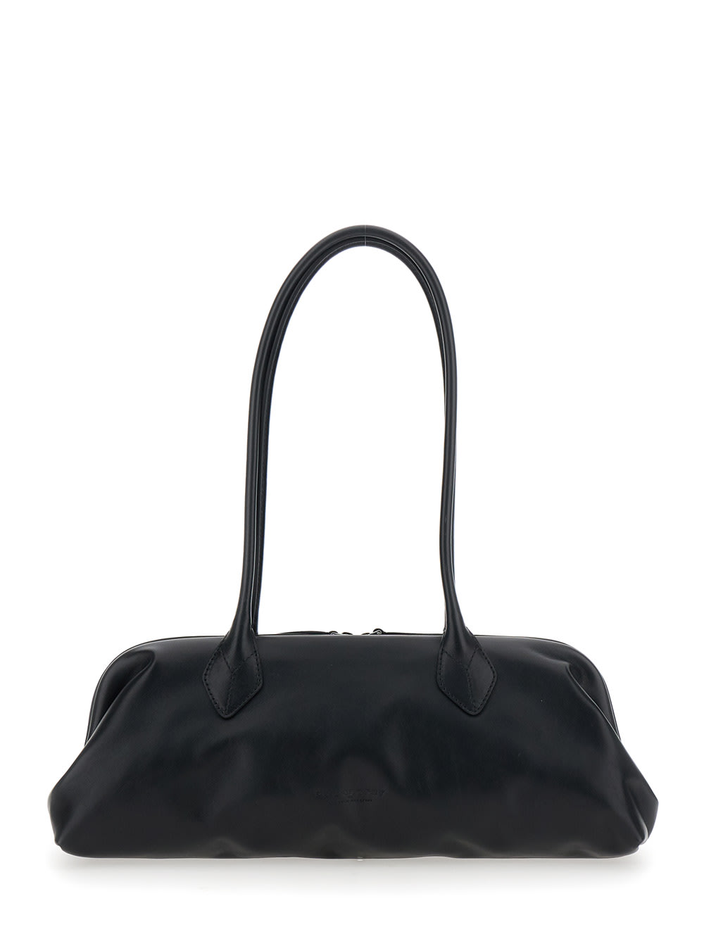 marla Black Shoulder Bag With Two Long Handles In Leather Woman