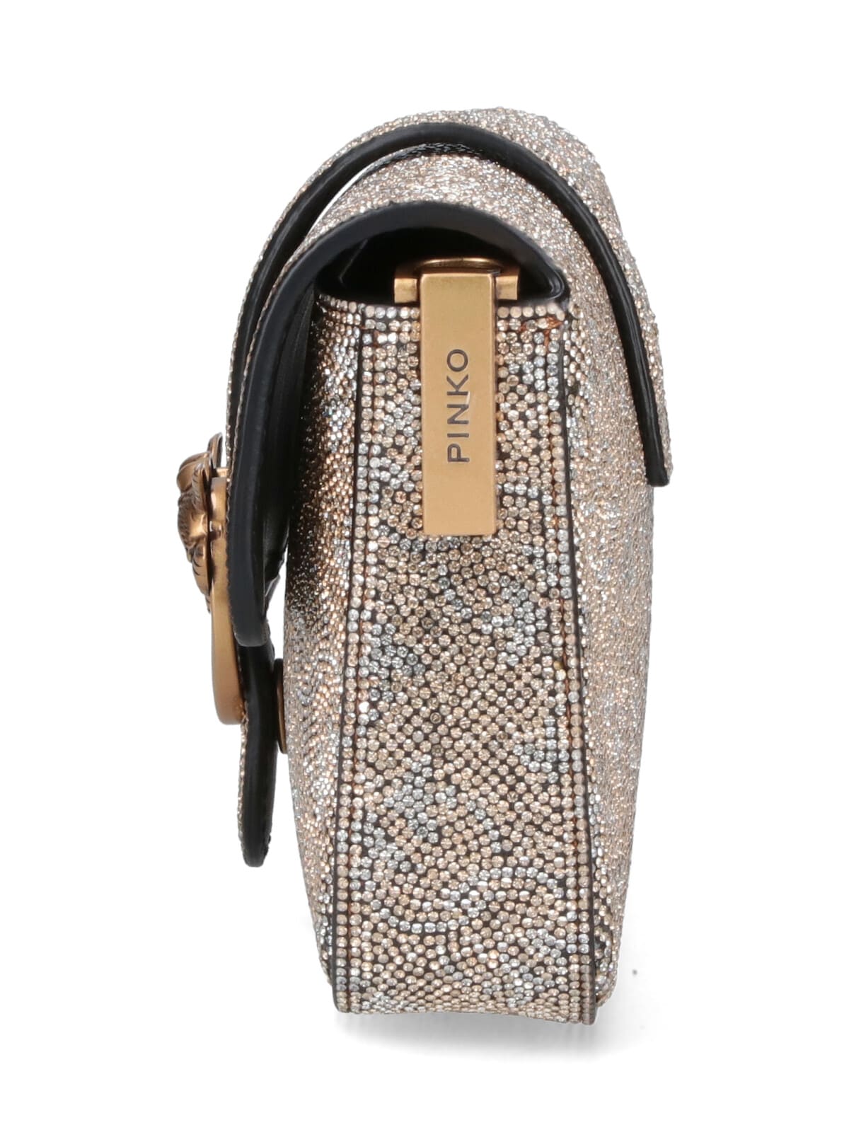 Pinko Love One Slouchy Baby Monogram Leather Crossbody Bag In Gray