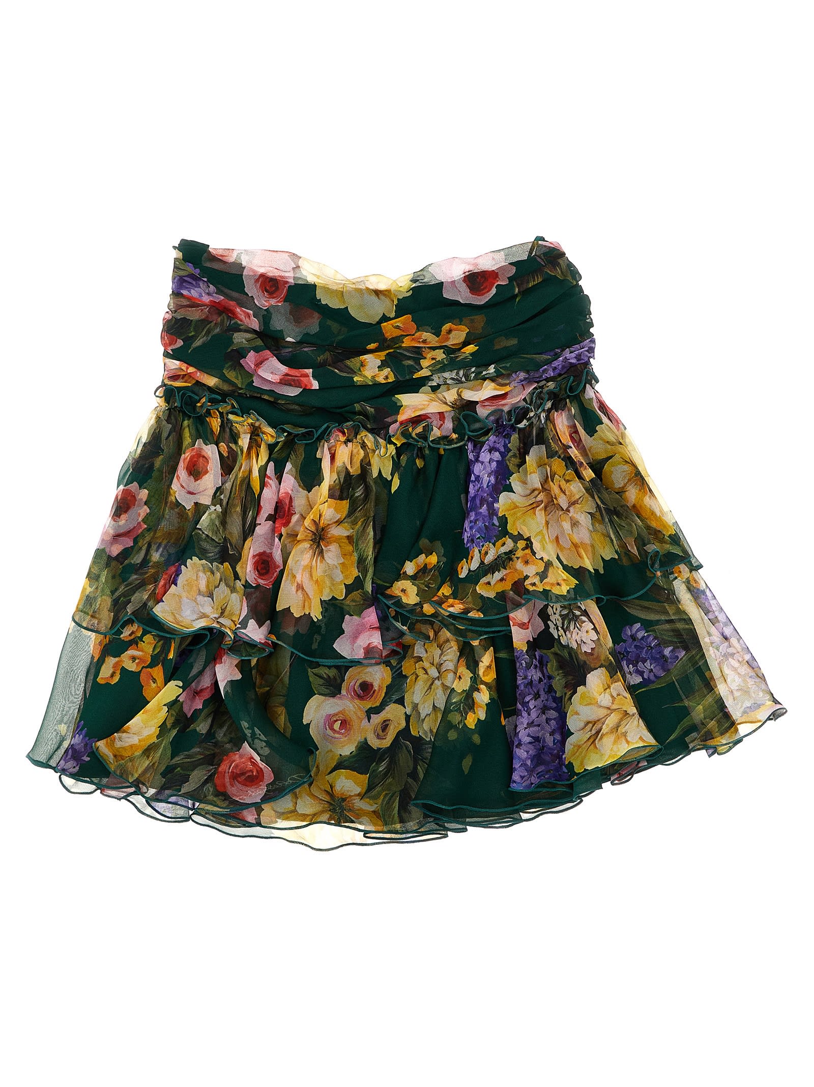 Shop Dolce & Gabbana Floral Chiffon Skirt In Multicolor