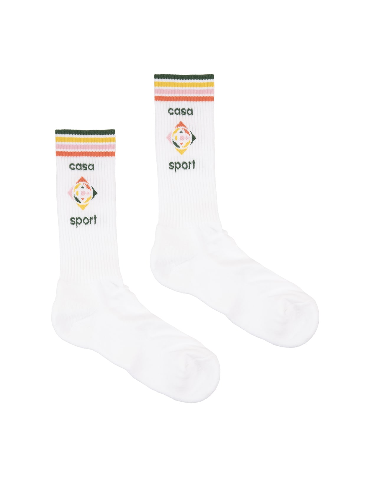 Casablanca White Socks With Logo And Striped Pattern