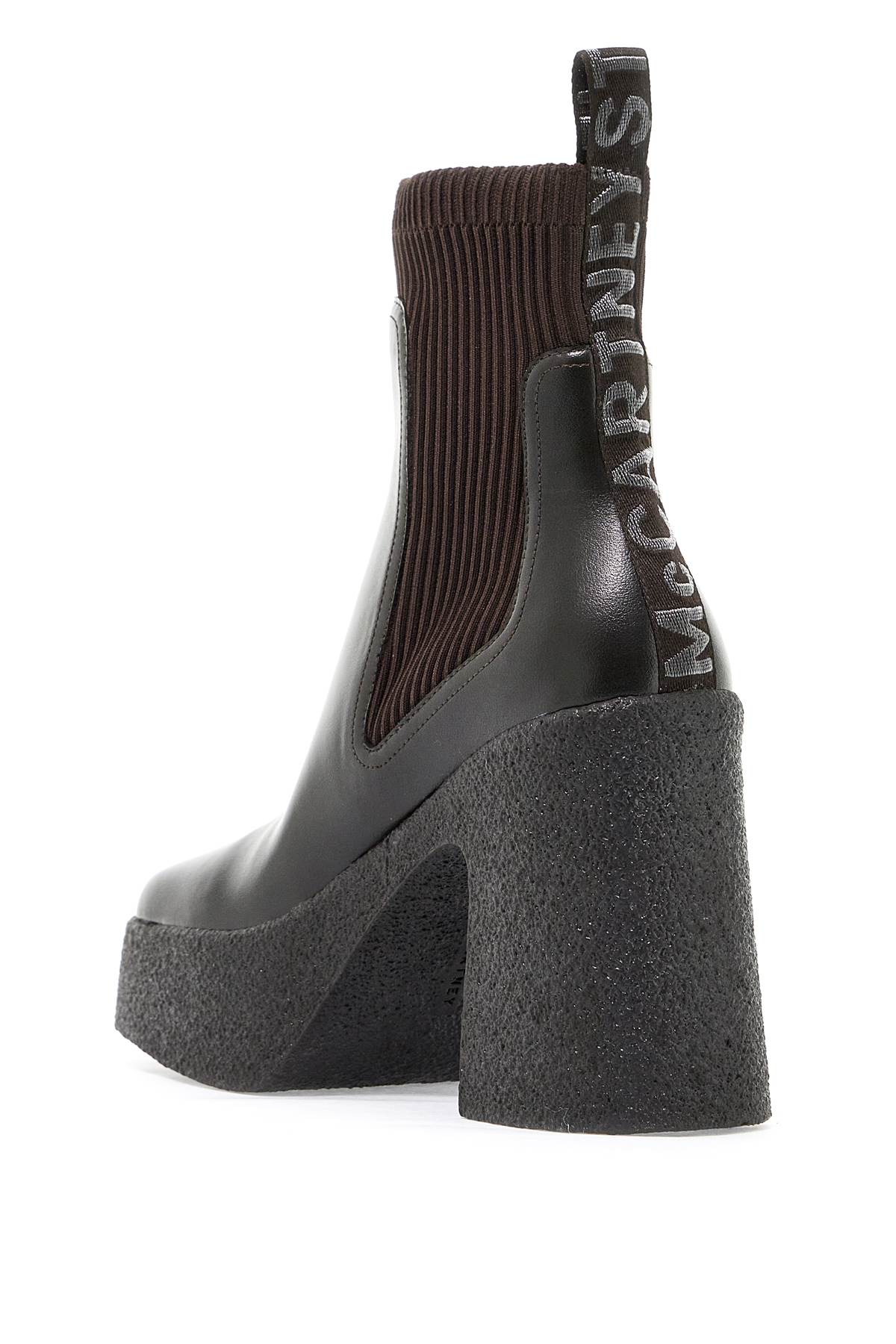 Shop Stella Mccartney Skyla Sock Ankle Boots With Heel In Ebony (brown)