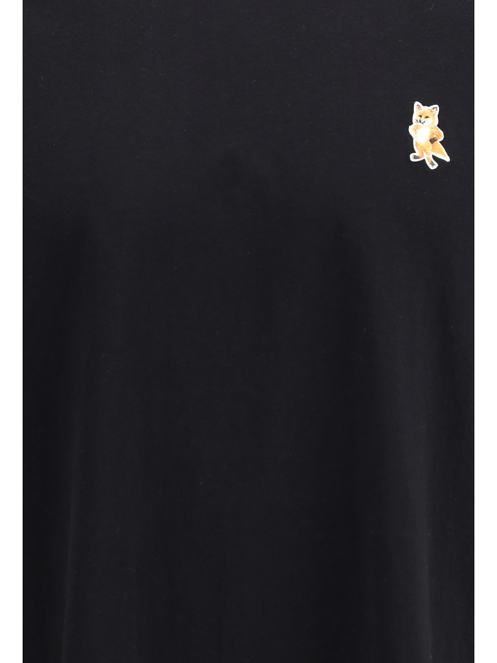Maison Kitsuné Embroidered Cotton T-shirt With Dressed Fox Design In Black
