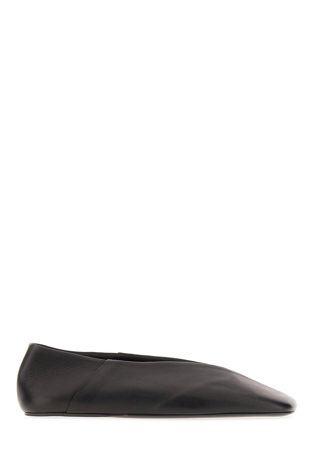 Shop Jil Sander Square-toe Slip-on Ballerina Shoes In Black