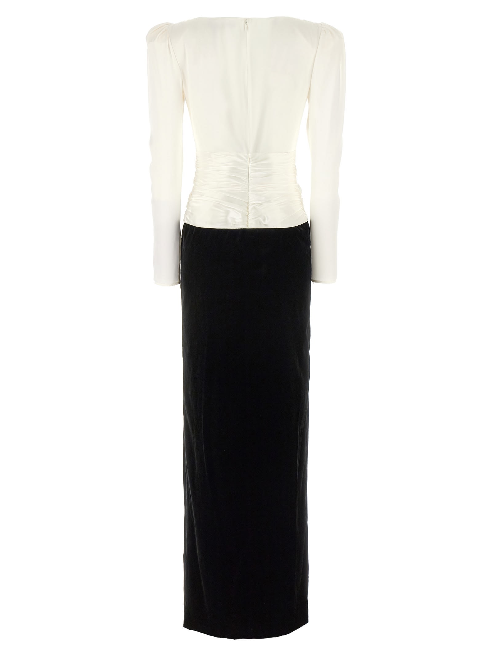 Shop Alessandra Rich Long Bow Dress In White/black