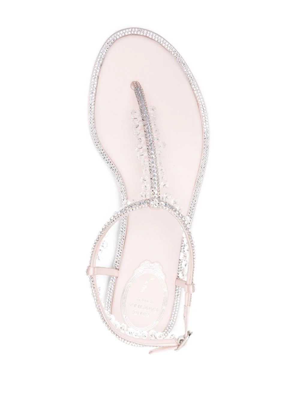 Shop René Caovilla Pink Diana Sandals With Crystals