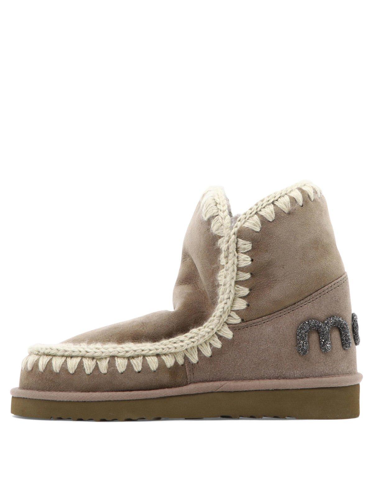 Shop Mou Eskimo 18 Contrast Stitched Ankle Boots In Marrone