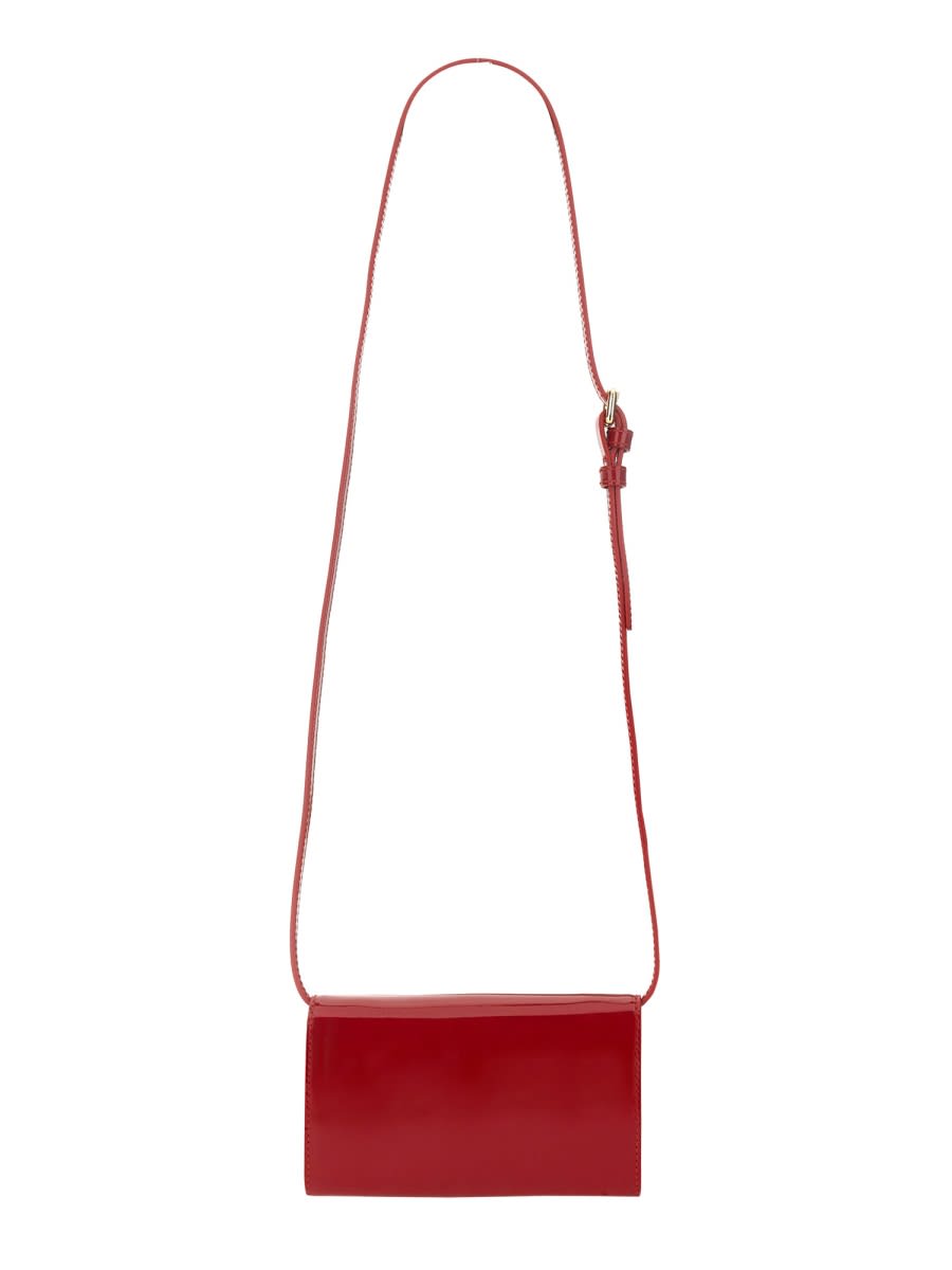 Kiton Cross-body Bag With Glossy Finish And Adjustable Strap In Red