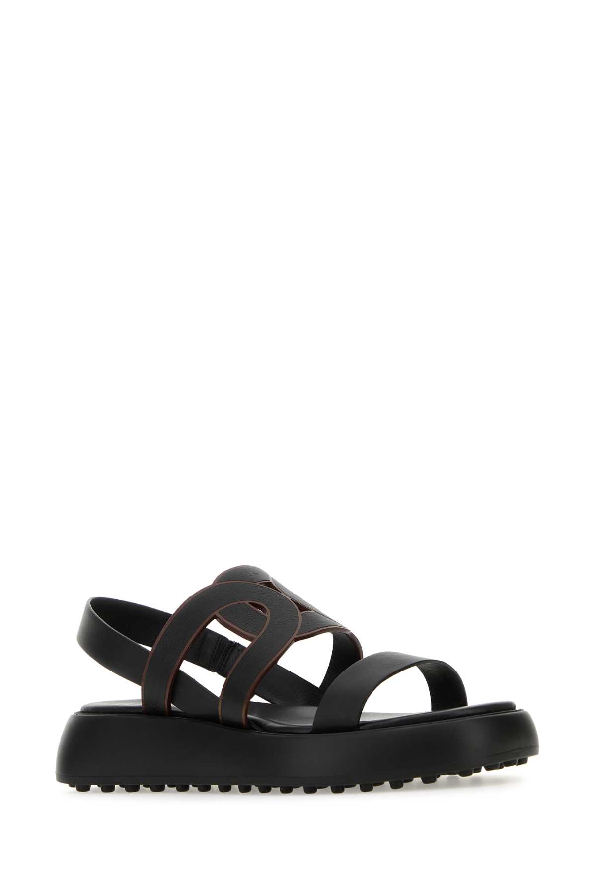 Tod's Black Leather Chain Sandals