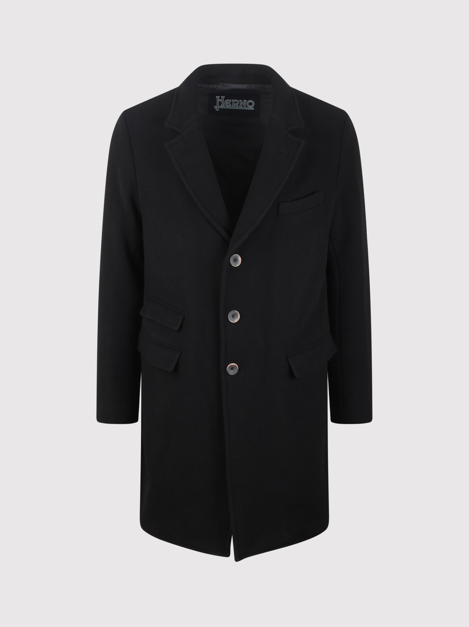 Shop Herno Classic Coat In Black