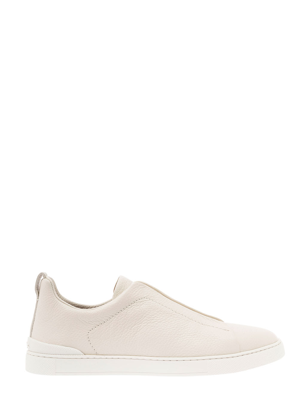 Z Zegna Triple Stitch Sneakers Without Laces In White Leather Man Z Zegna
