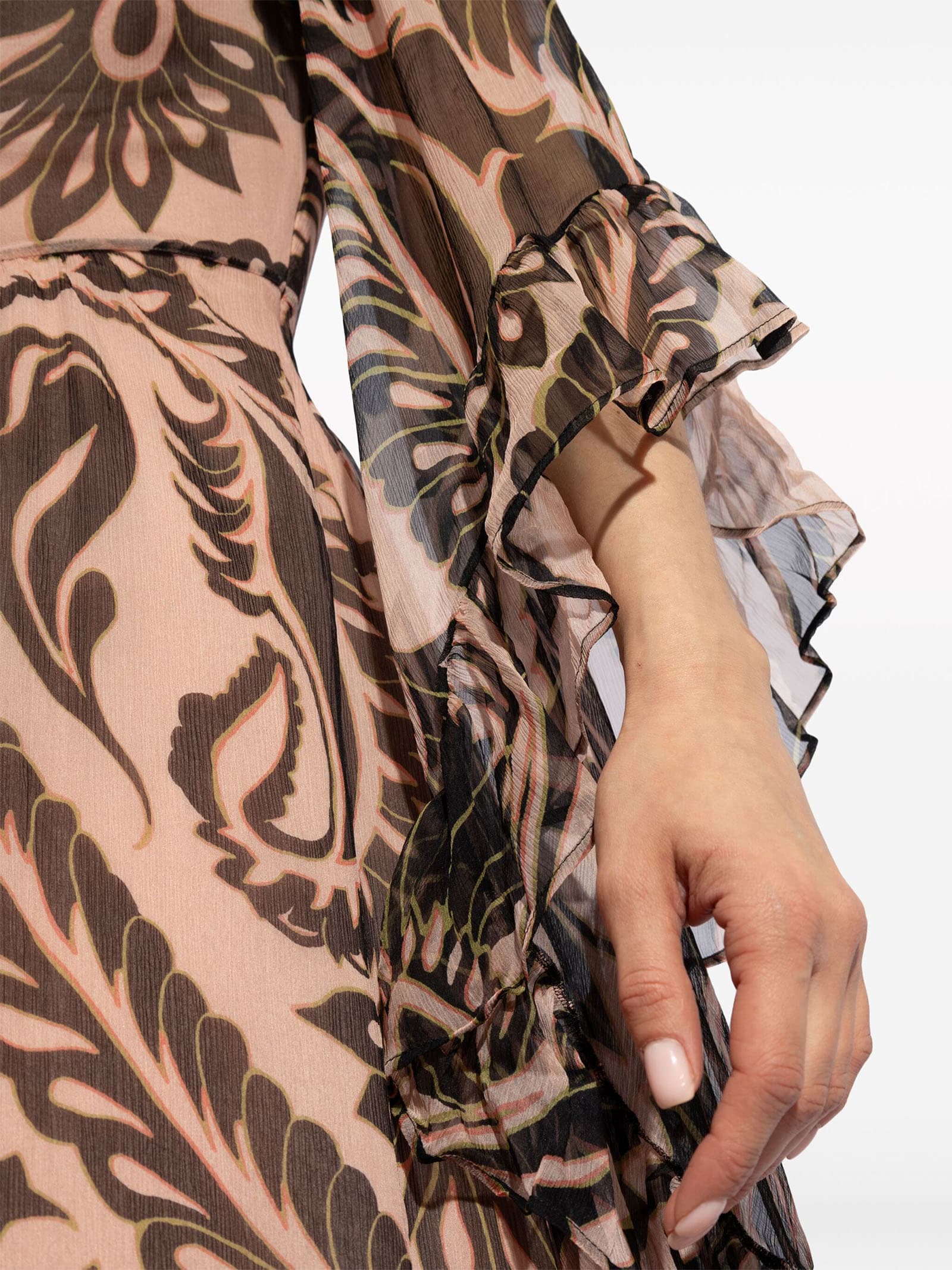 Shop Etro Printed Silk Dress With Ruching In Rosa