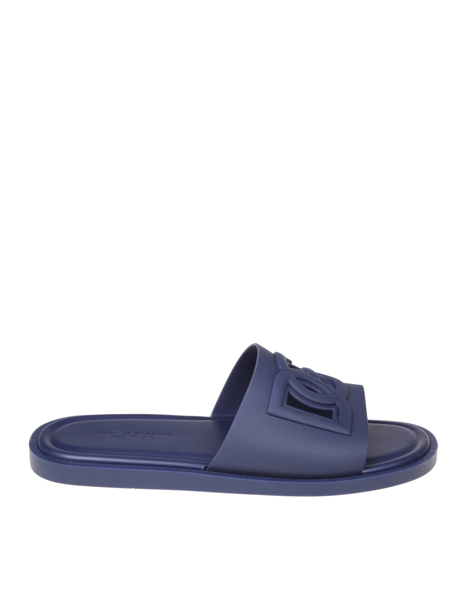 Dolce & Gabbana Rubber Slipper With Perforated Color Blu In Blue