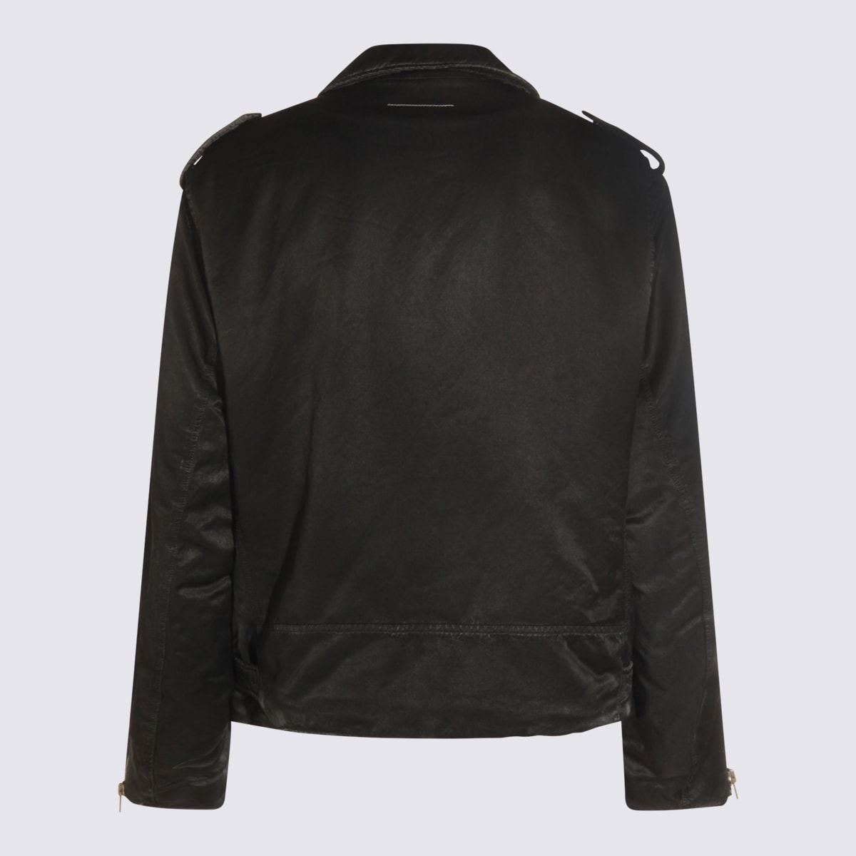 Mm6 Maison Margiela Men's Washed-effect Biker Jacket In Black