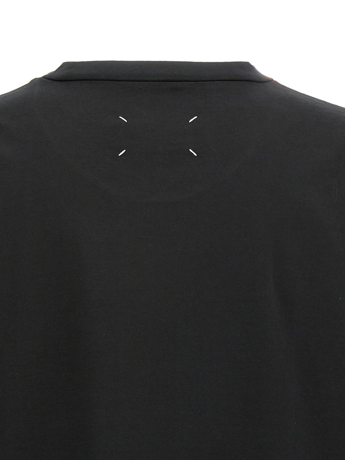 Shop Maison Margiela Logo Embroidered T-shirt In Black