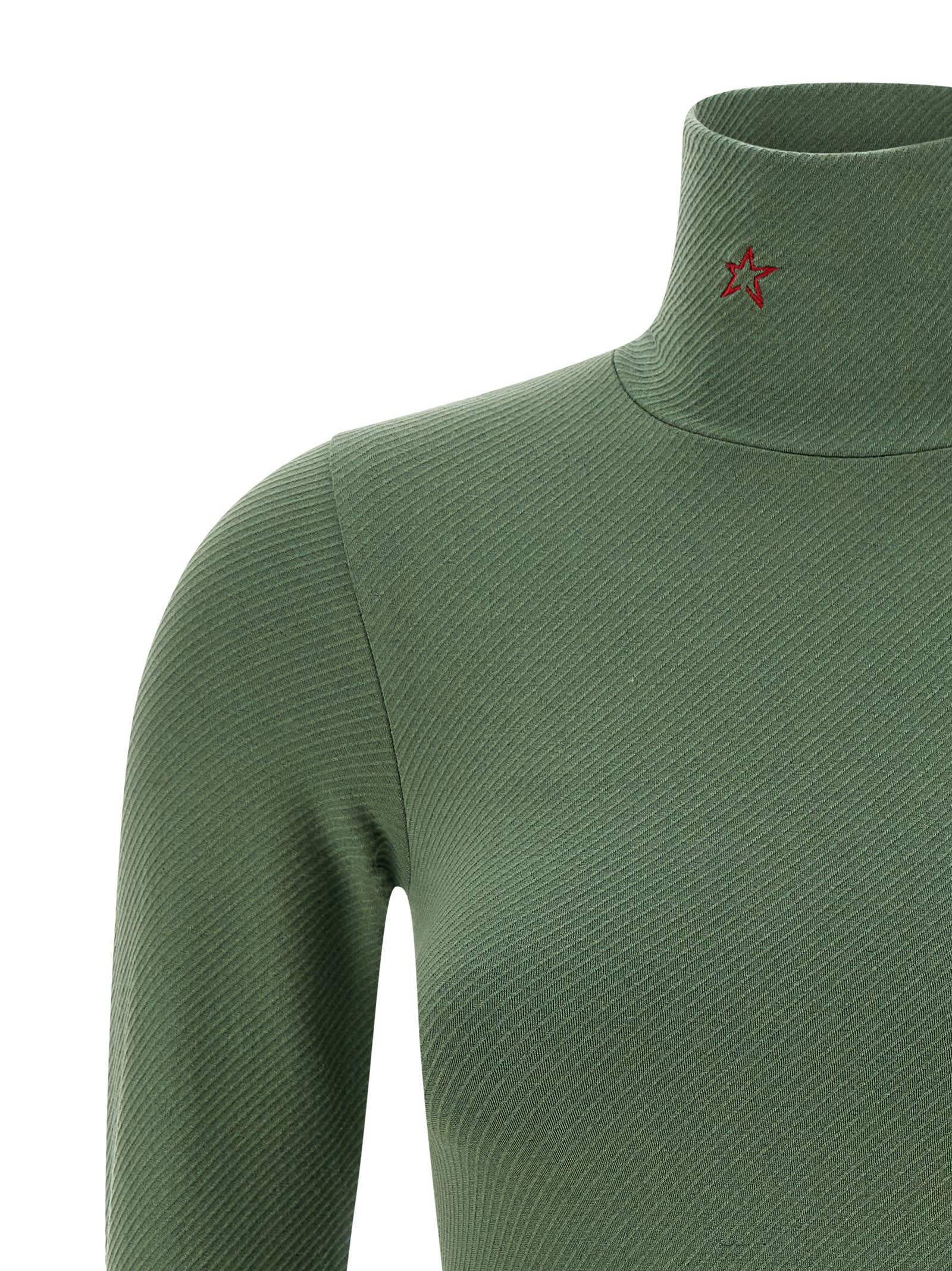 Perfect Moment Thermal Long Sleeve Turtleneck Top In Green
