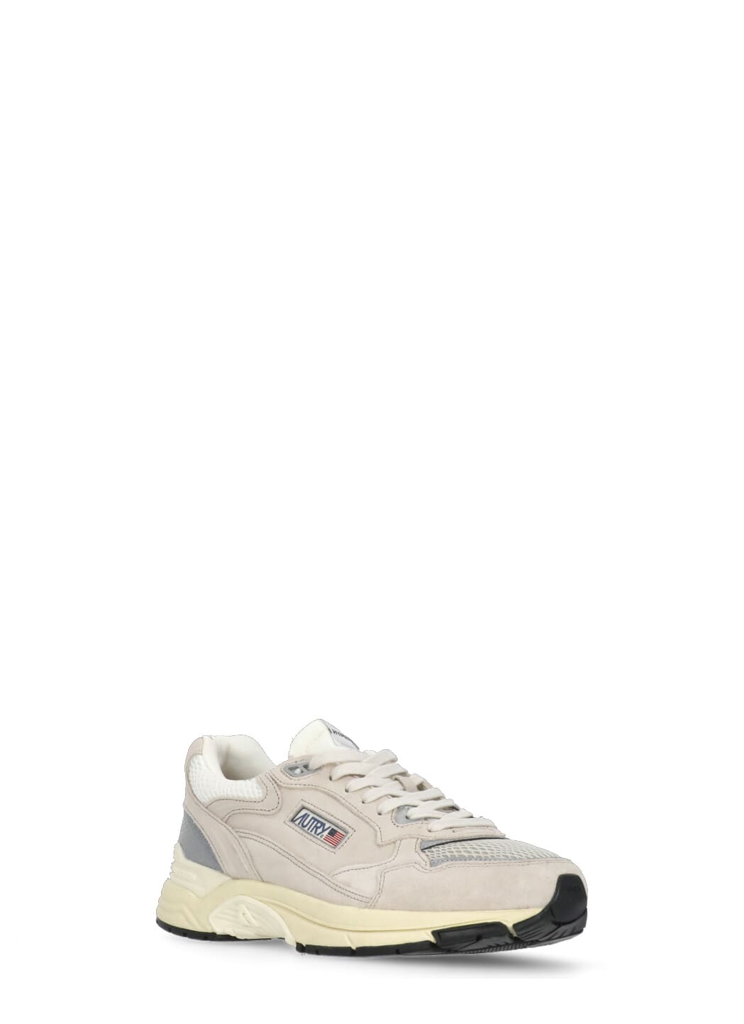 Autry Classic Leather And Mesh Panel Sneakers In Neutral