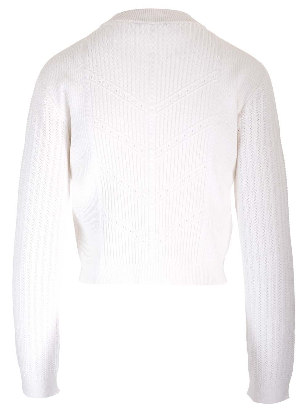 Shop Balmain Short Knitted Cardigan In White