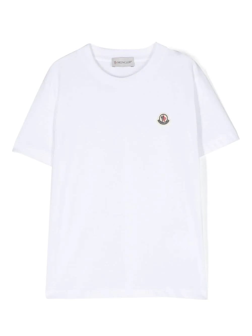 Moncler Kids' White T-shirt With Logo Patch