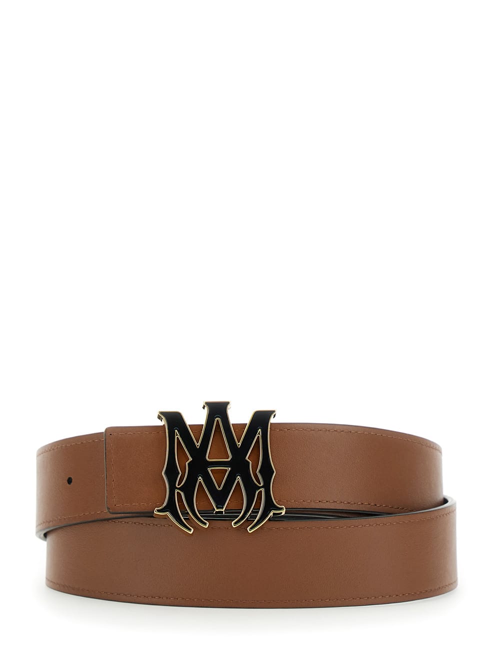 Amiri Black Belt With Logo Plaque On The Front In Leather Man In Black