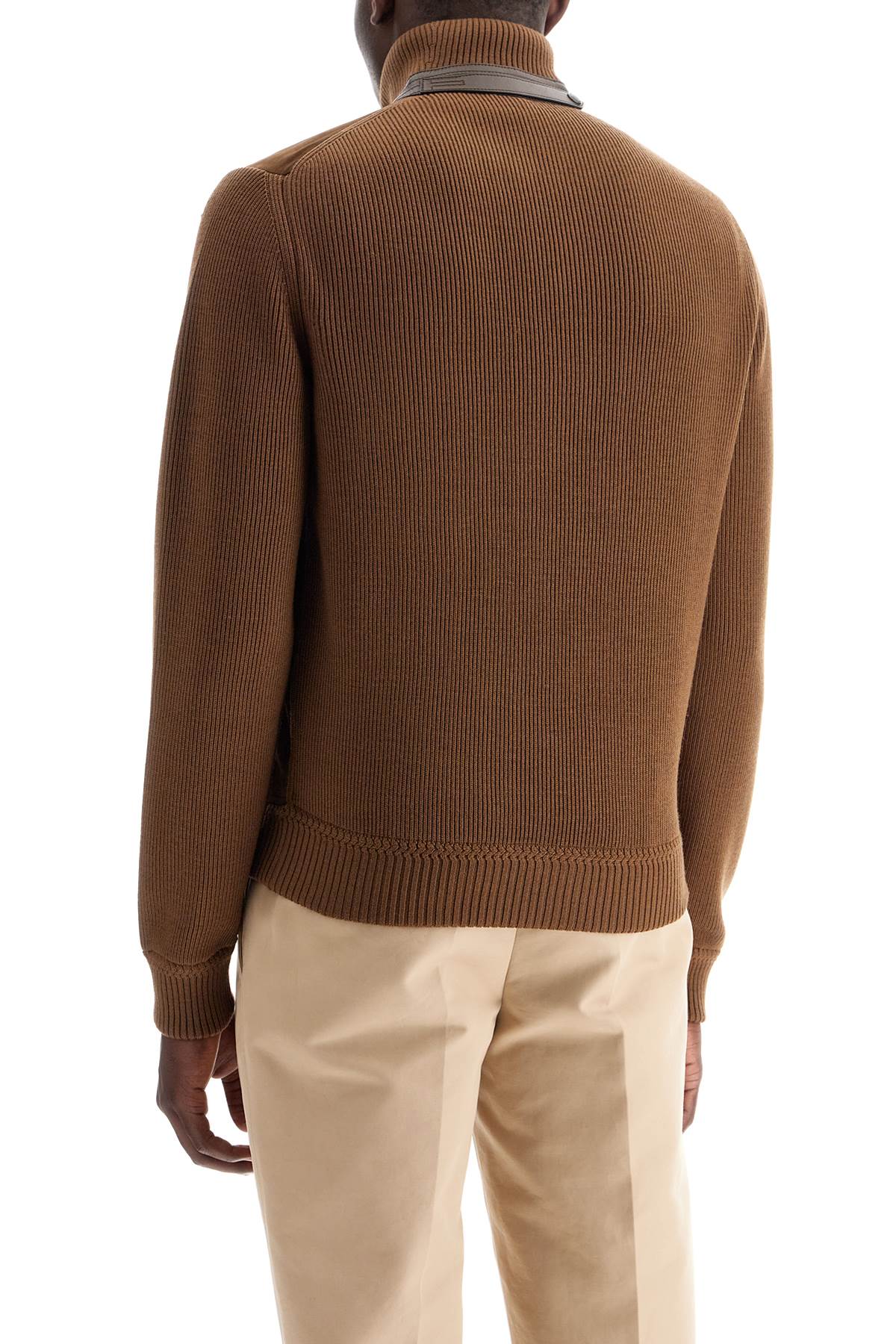 Shop Tom Ford Knit And Suede Blouson In Toffee (brown)