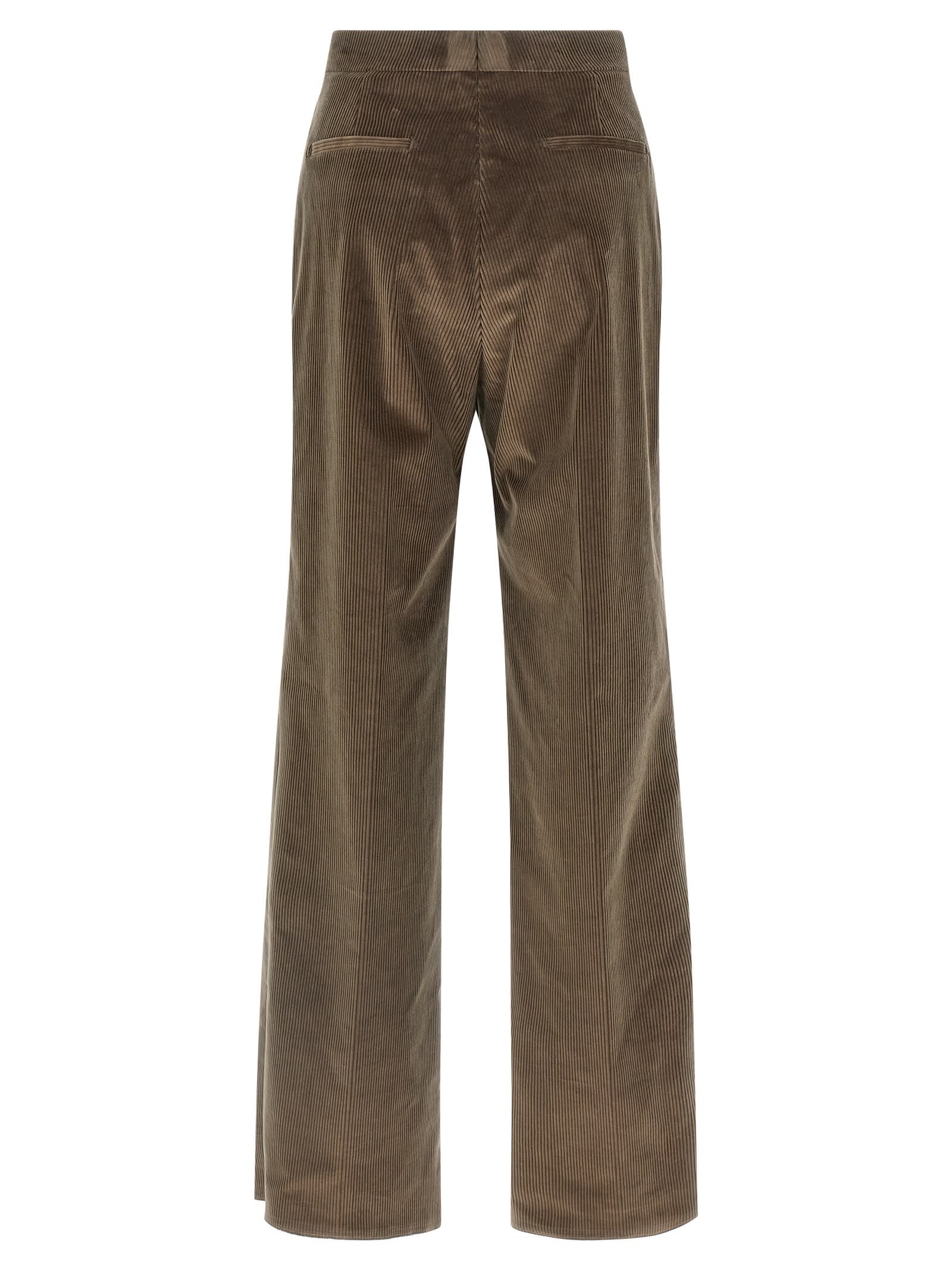Tagliatore Wide Leg Corduroy Trousers And Pockets In Brown