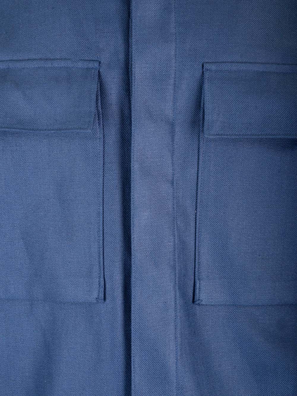 Shop Zegna Oasi Blue Linen Overshirt