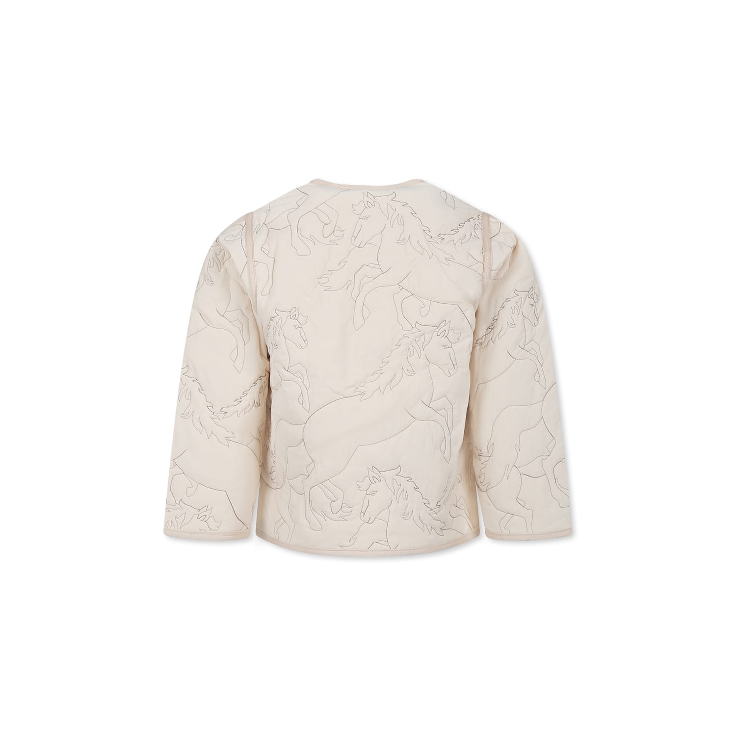 Molo Ivory Down Jacket For Girl With Horses In Ivory