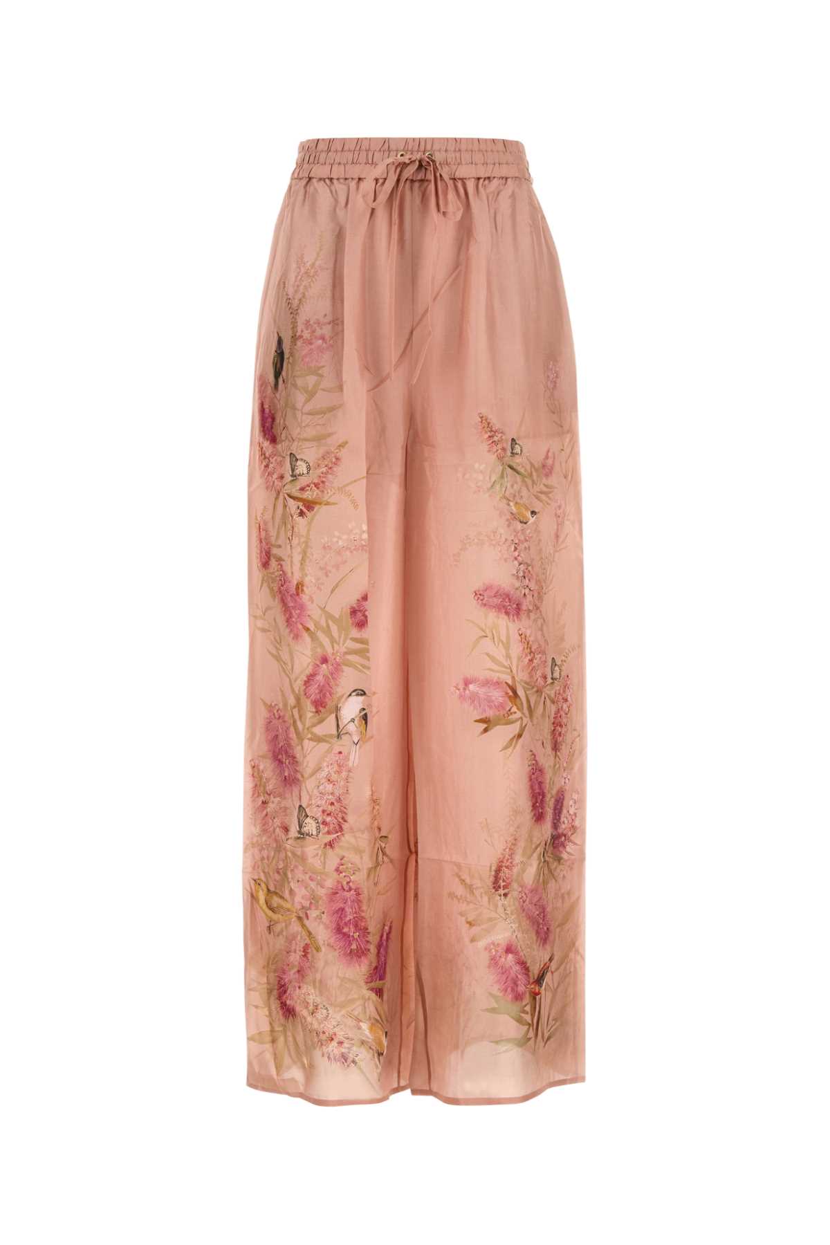 Zimmermann Cascadian Silk Wide Leg Pants In Brown