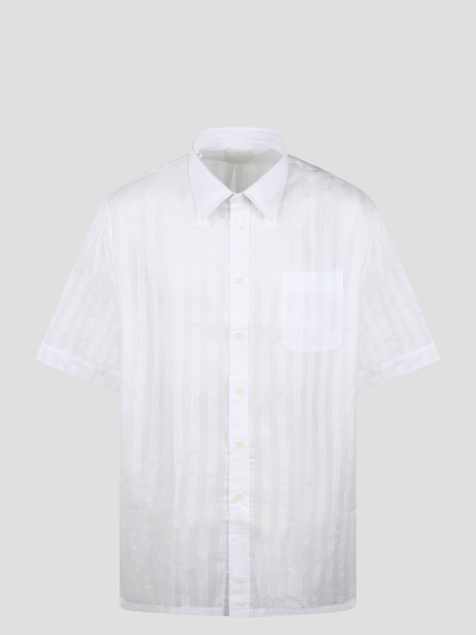Shop Givenchy Striped Cotton Voile Shirt In White