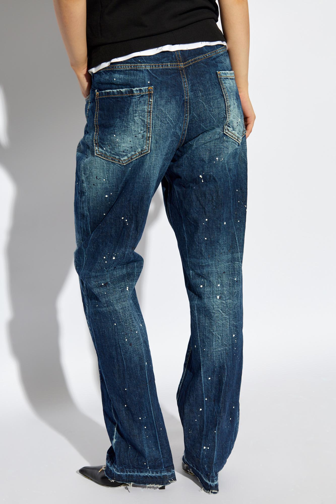 Shop Dsquared2 Jeans Made From Combined Materials In Navy Blue