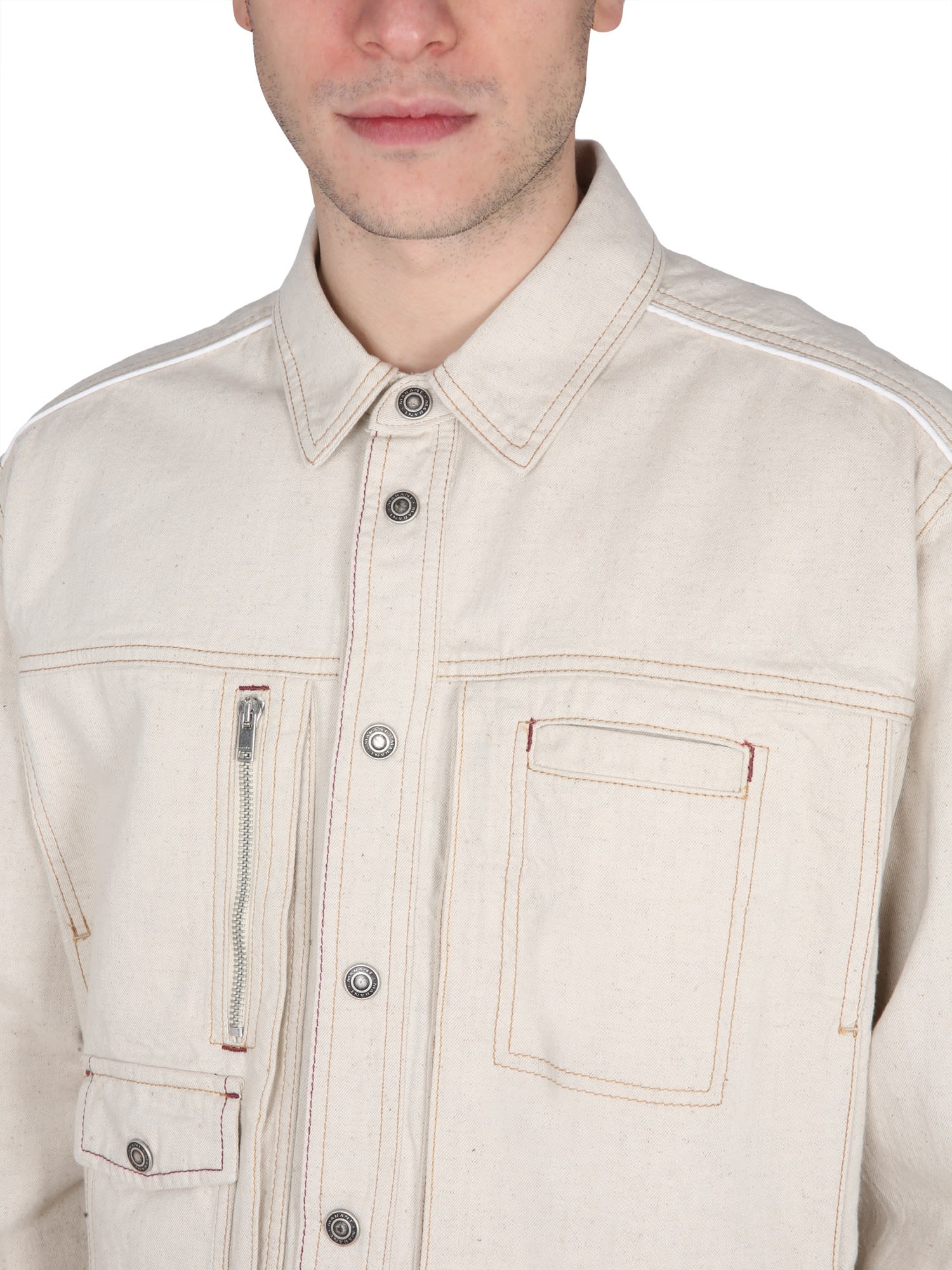 Isabel Marant Multiple-pockets Shirt Jacket In Cipria