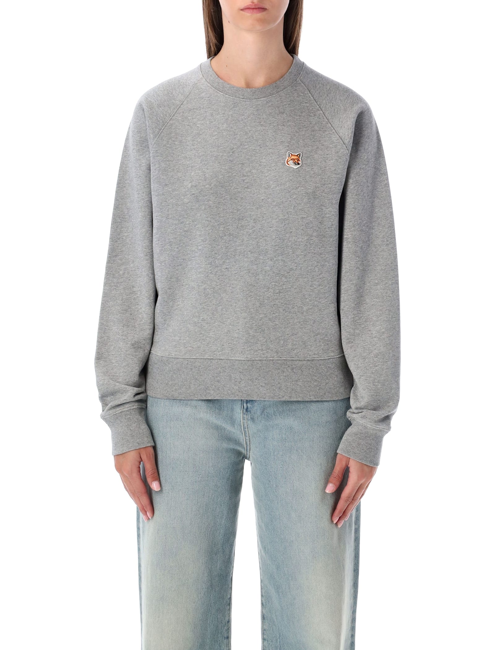 Maison Kitsuné Classic Cotton Fox Head Patch Sweatshirt In Gray