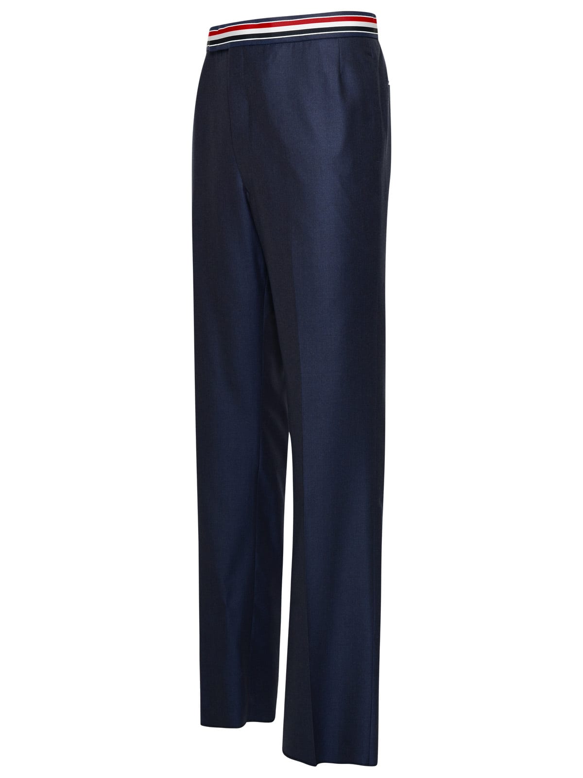 Thom Browne Rwb Blue Wool Pants In Deep Blue
