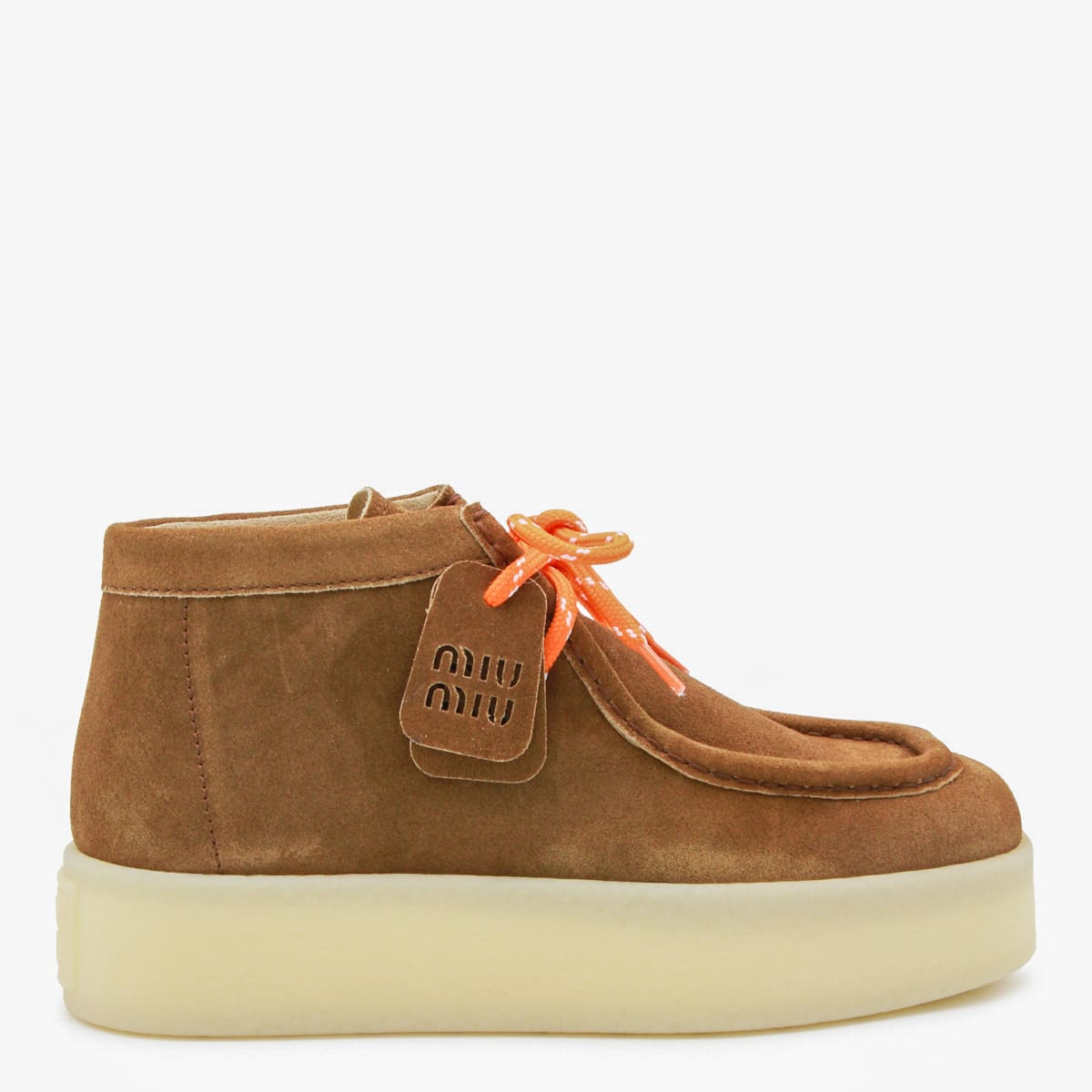 Miu Miu Suede Platform Ankle Boots In Brown