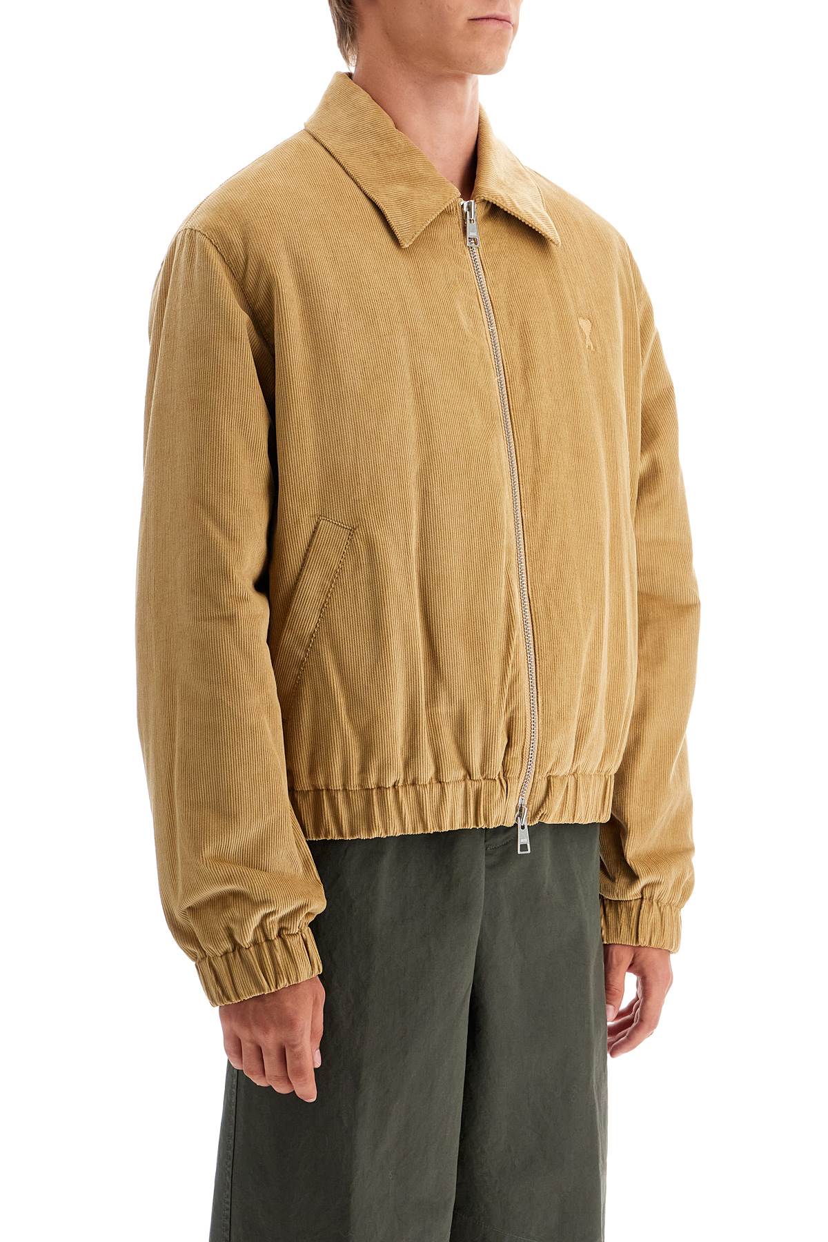 Shop Ami Alexandre Mattiussi Corduroy Bomber Jacket In Sable (beige)