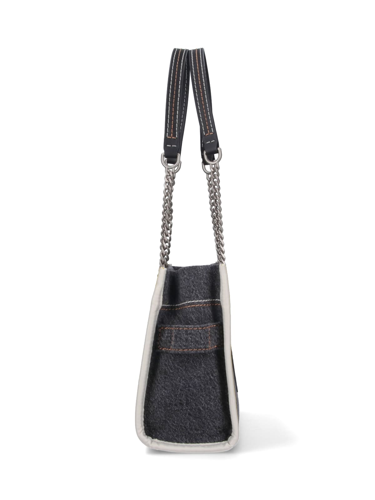 Shop Marc Jacobs The Denim Chain Small Tote Bag In Black