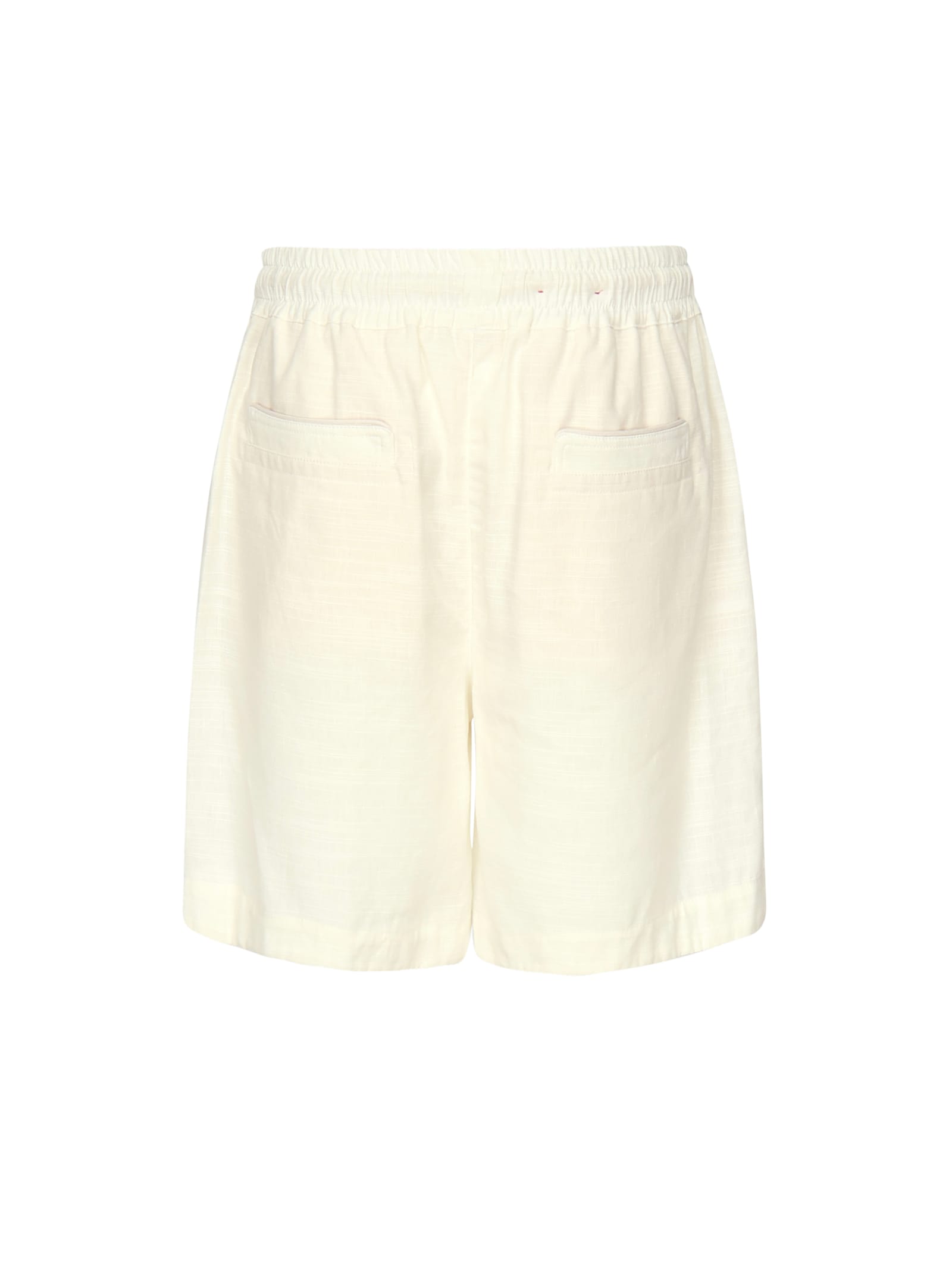 Eleventy Linen Bermuda Shorts With Drawstrings In White
