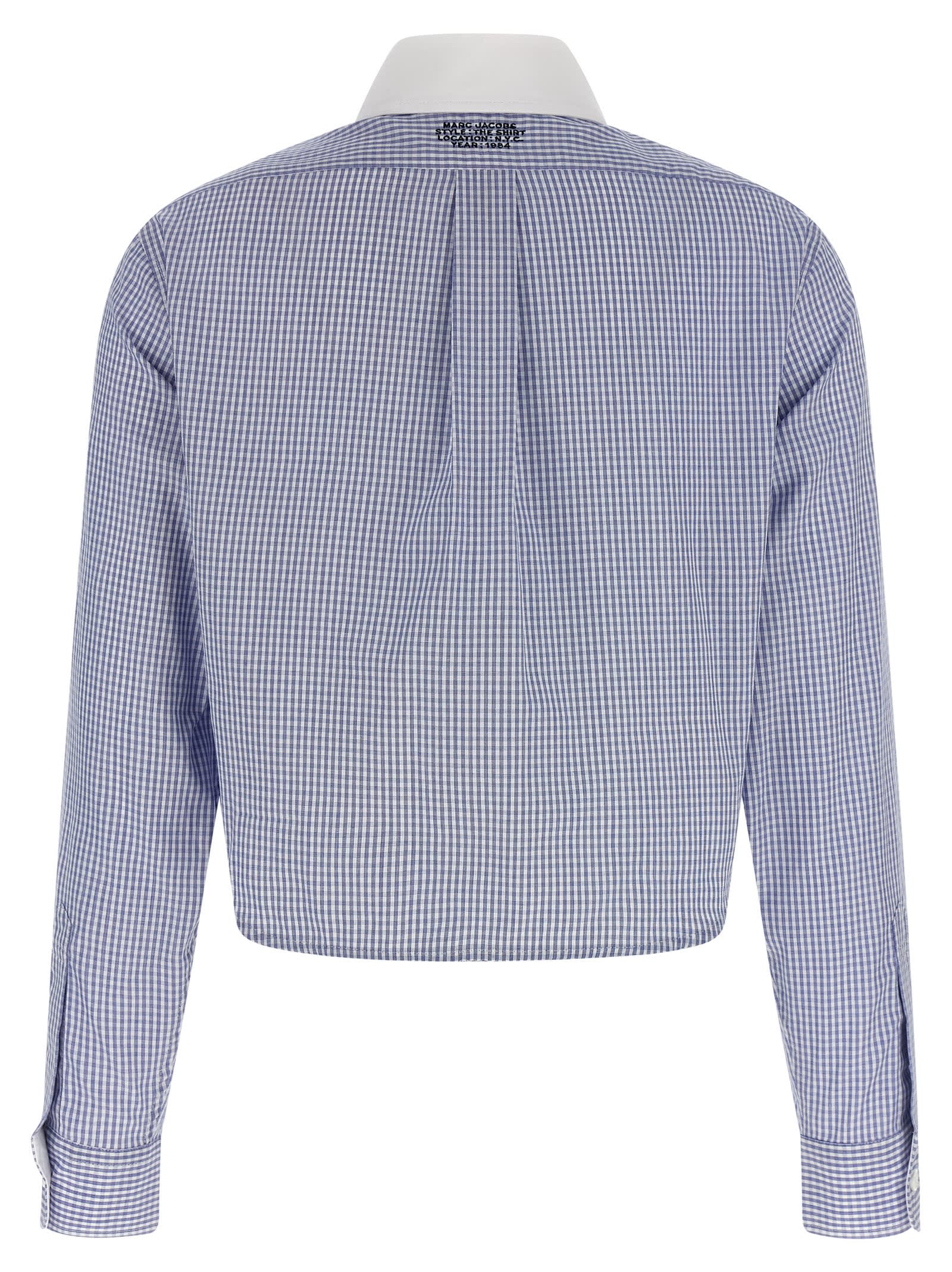Marc Jacobs Cropped Shirt With Contrast Collar And Cuffs In Blue
