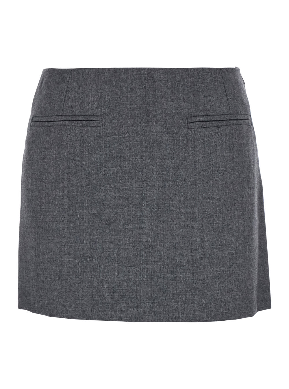 Grey Miniskirt With Zip Closure In Wool Woman