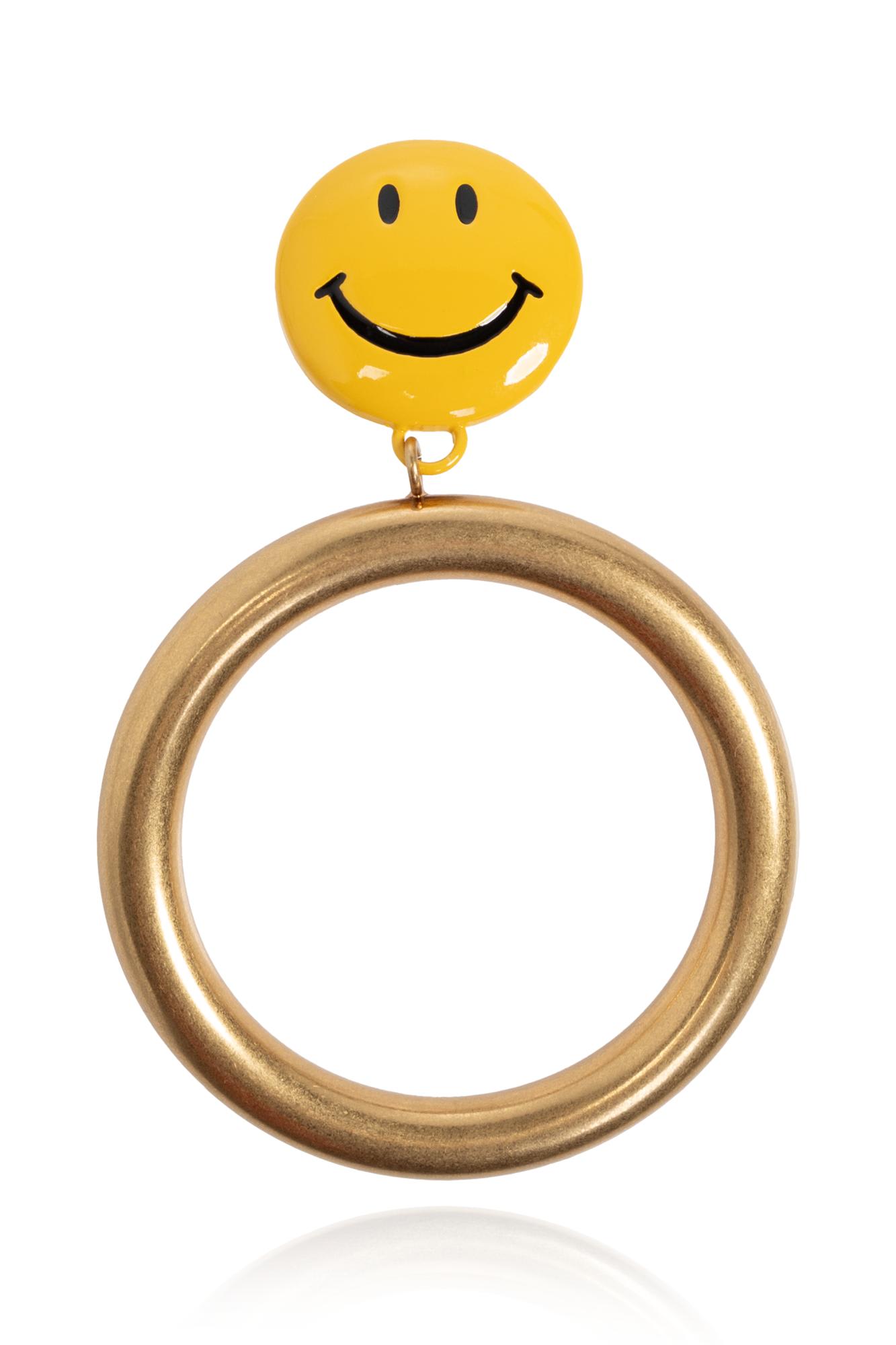 Moschino Round Smile-motif Earrings In Gold