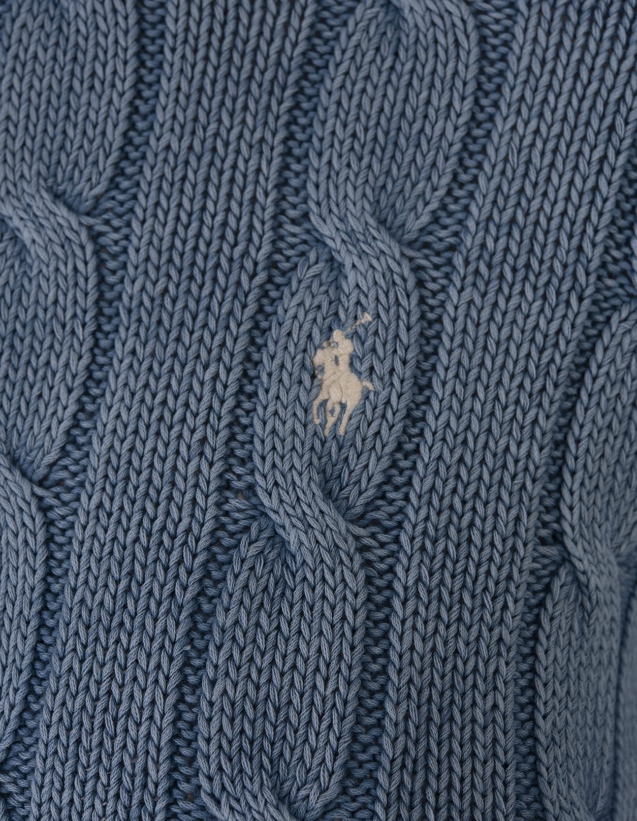 Shop Ralph Lauren Indigo Chambray Cable Cotton Sweater In Blue
