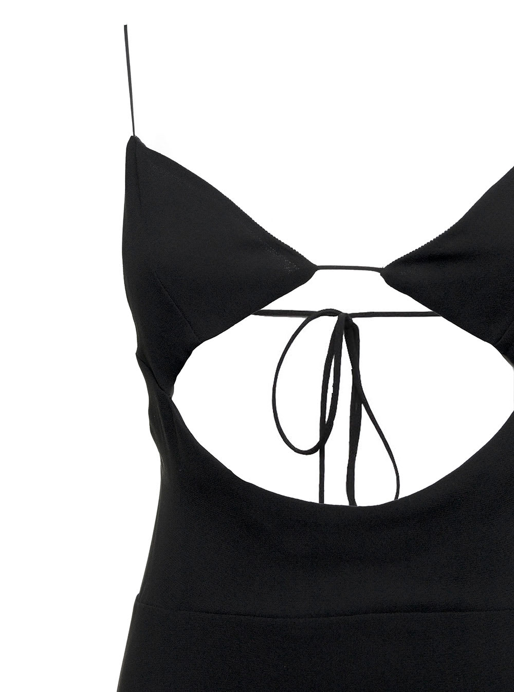 Shop Saint Laurent Black Viscose Crepe Long Dress With Cut Out Detail