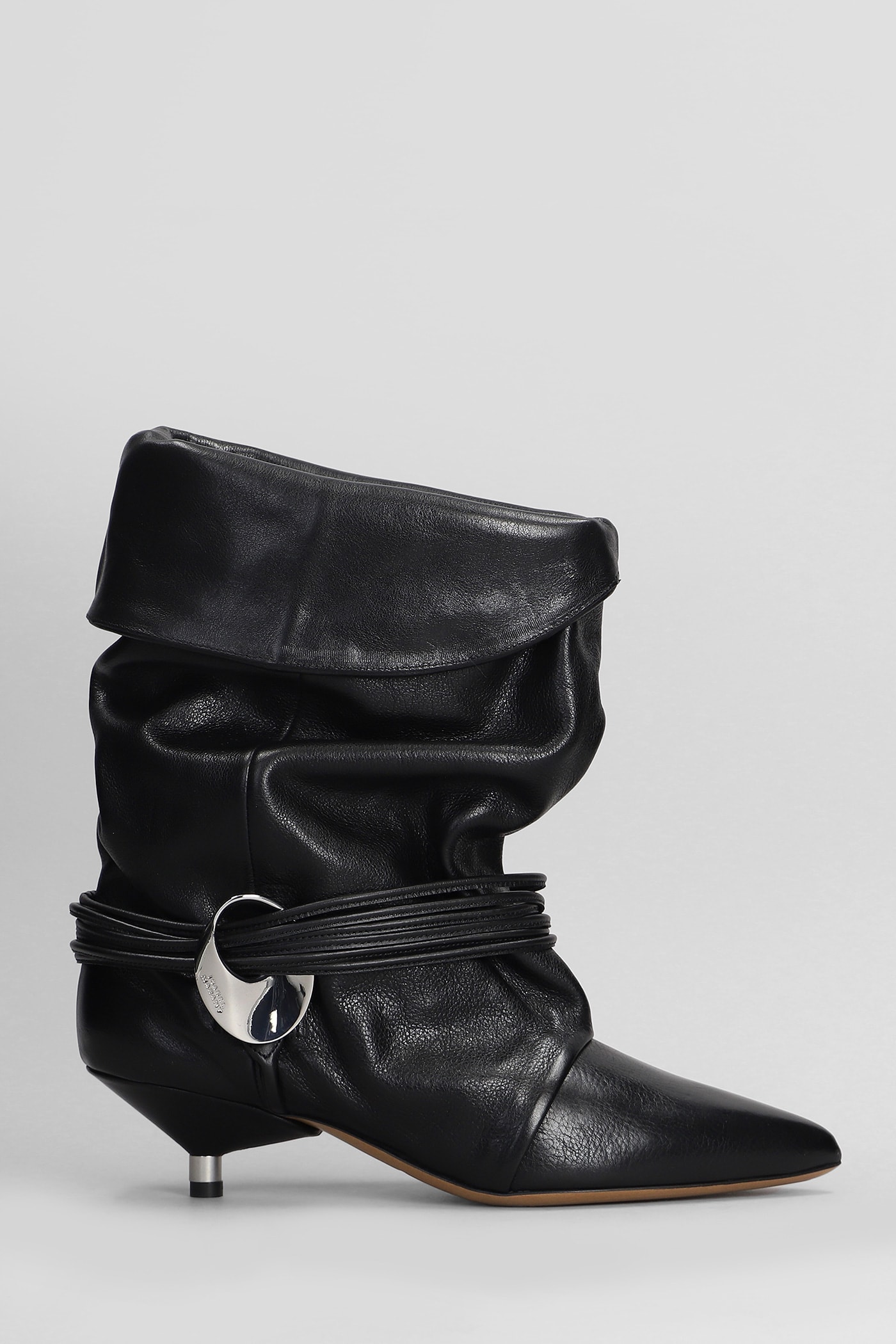 Shop Isabel Marant Edrika High Heels Ankle Boots In Black Leather