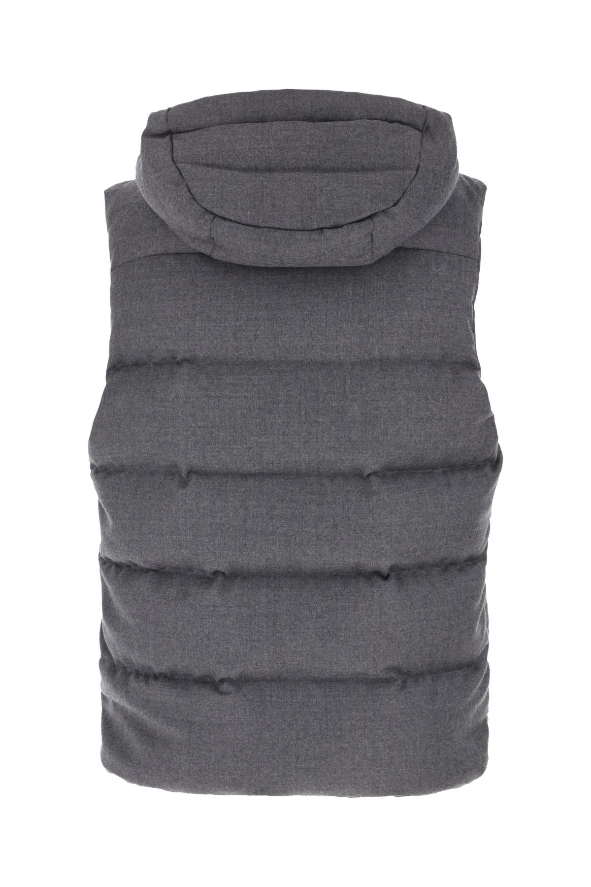 MOORER DARK GREY WOOL BLEND SLEEVELESS DOWN JACKET 