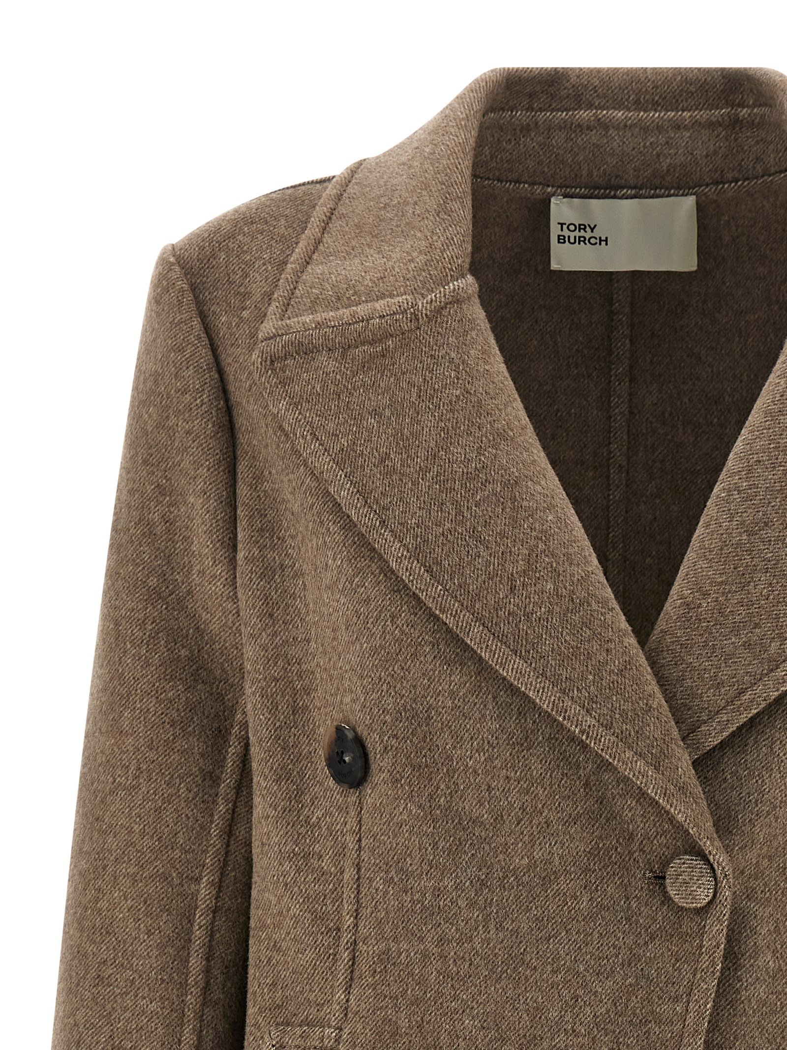 Tory Burch Wool Coat Coats And Trench Coats Beige In Sand
