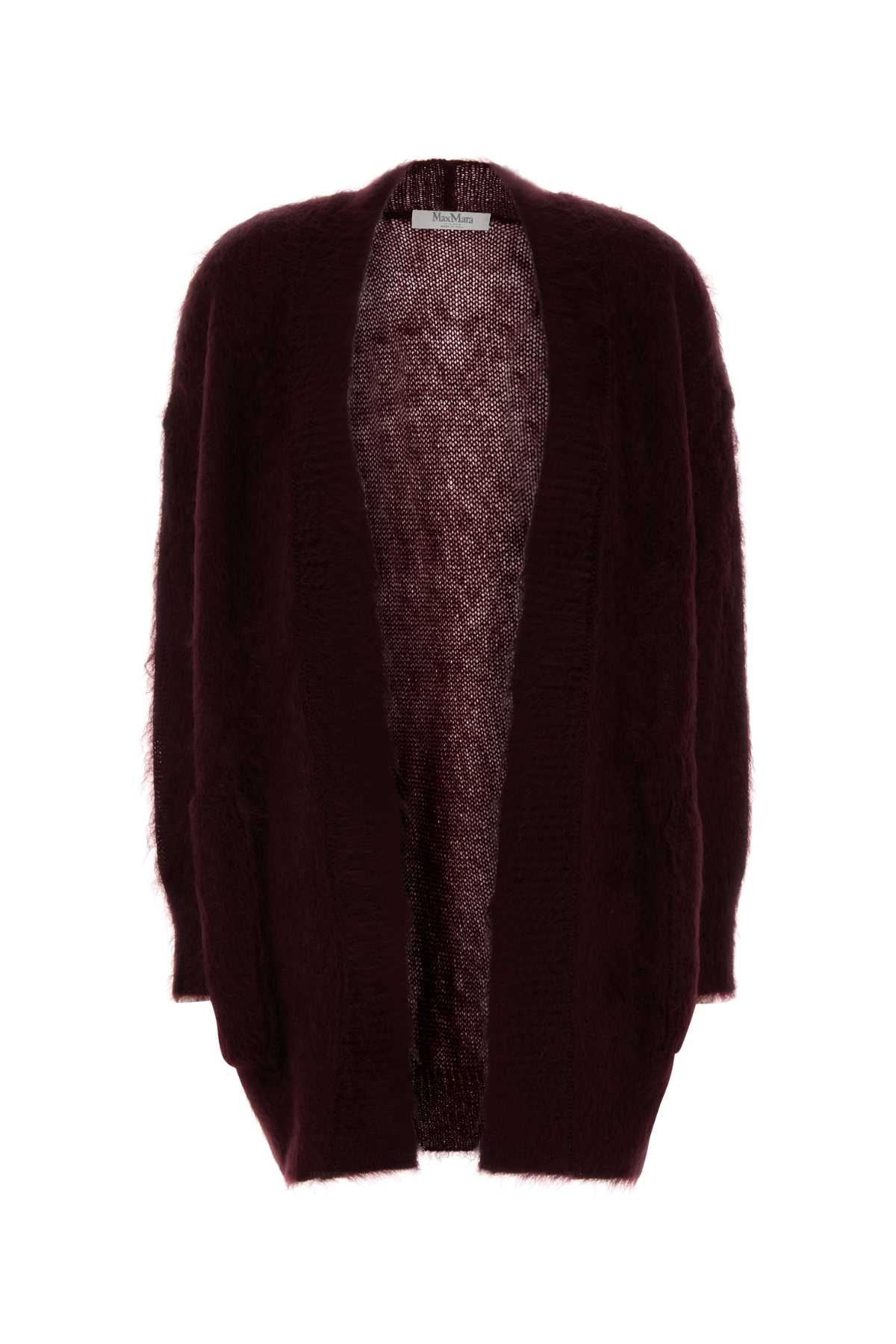 Max Mara Grape Mohair Blend Affetto1234 Cardigan In Burgundy
