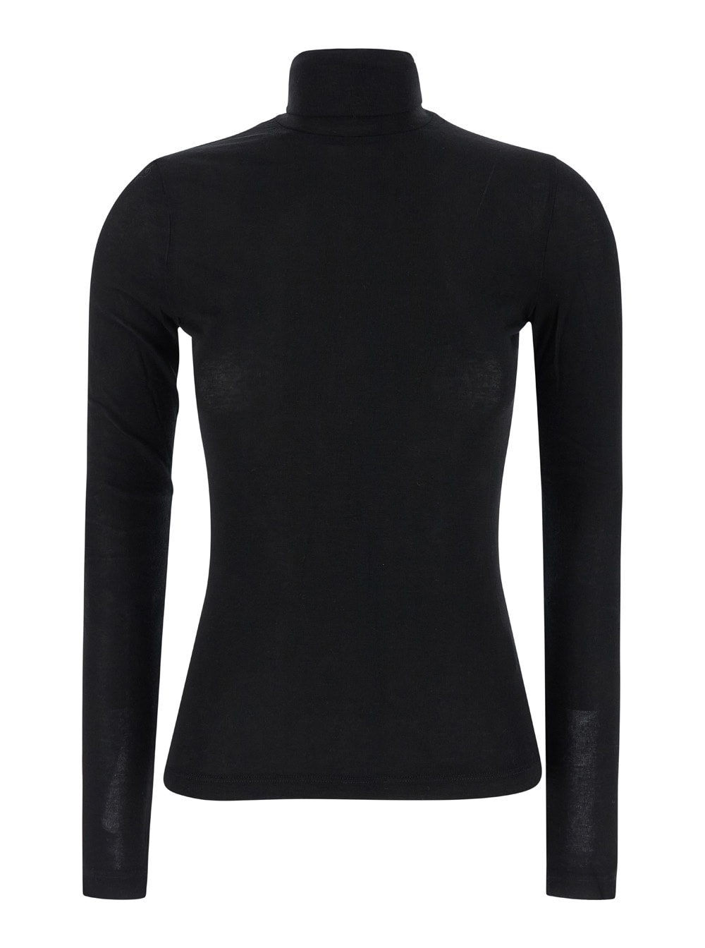 Shop Agolde Black Long Sleeve Turtleneck In Stretch Fabric Woman