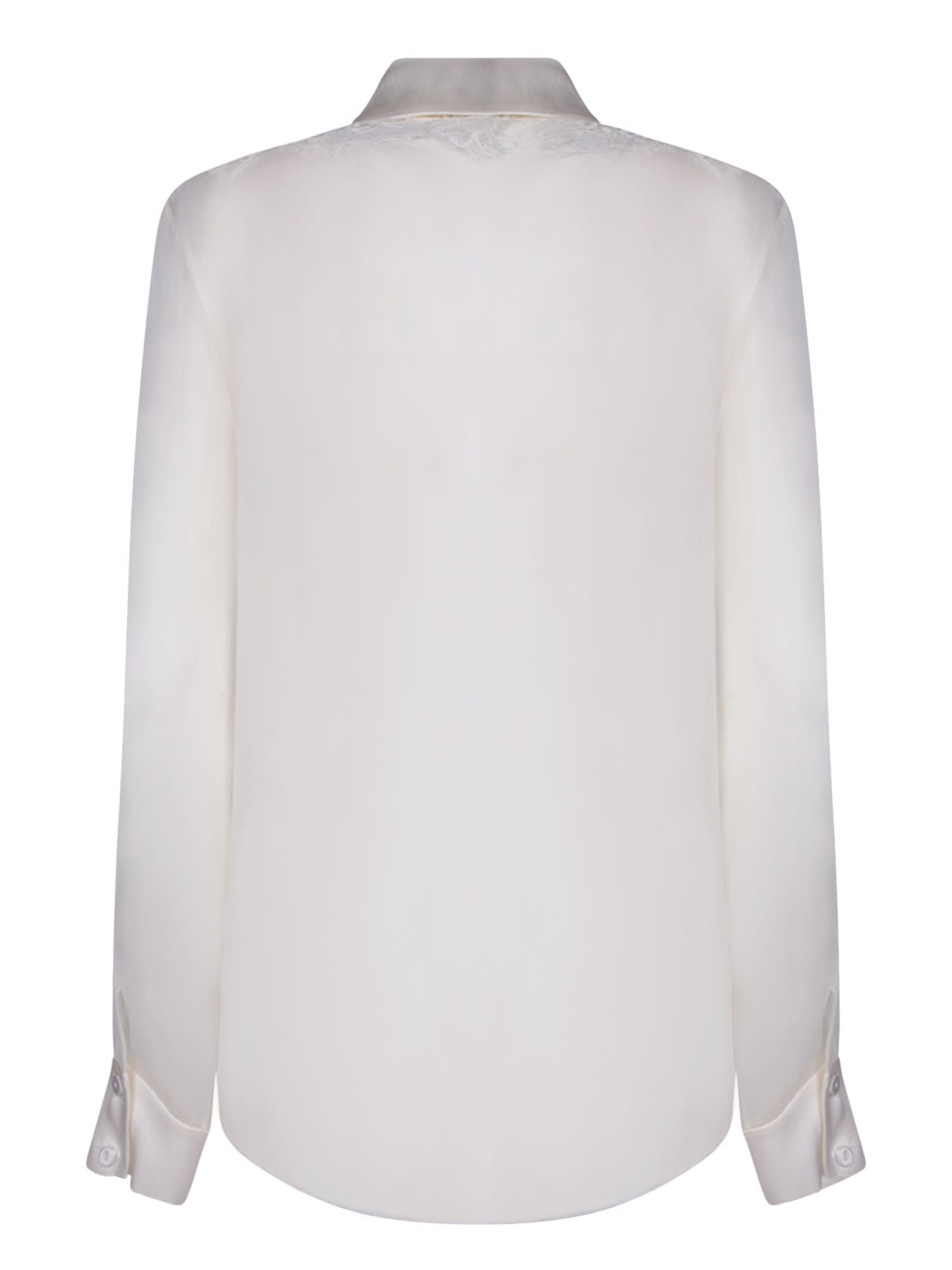 Shop Alberta Ferretti White Lace Chiffon Shirt