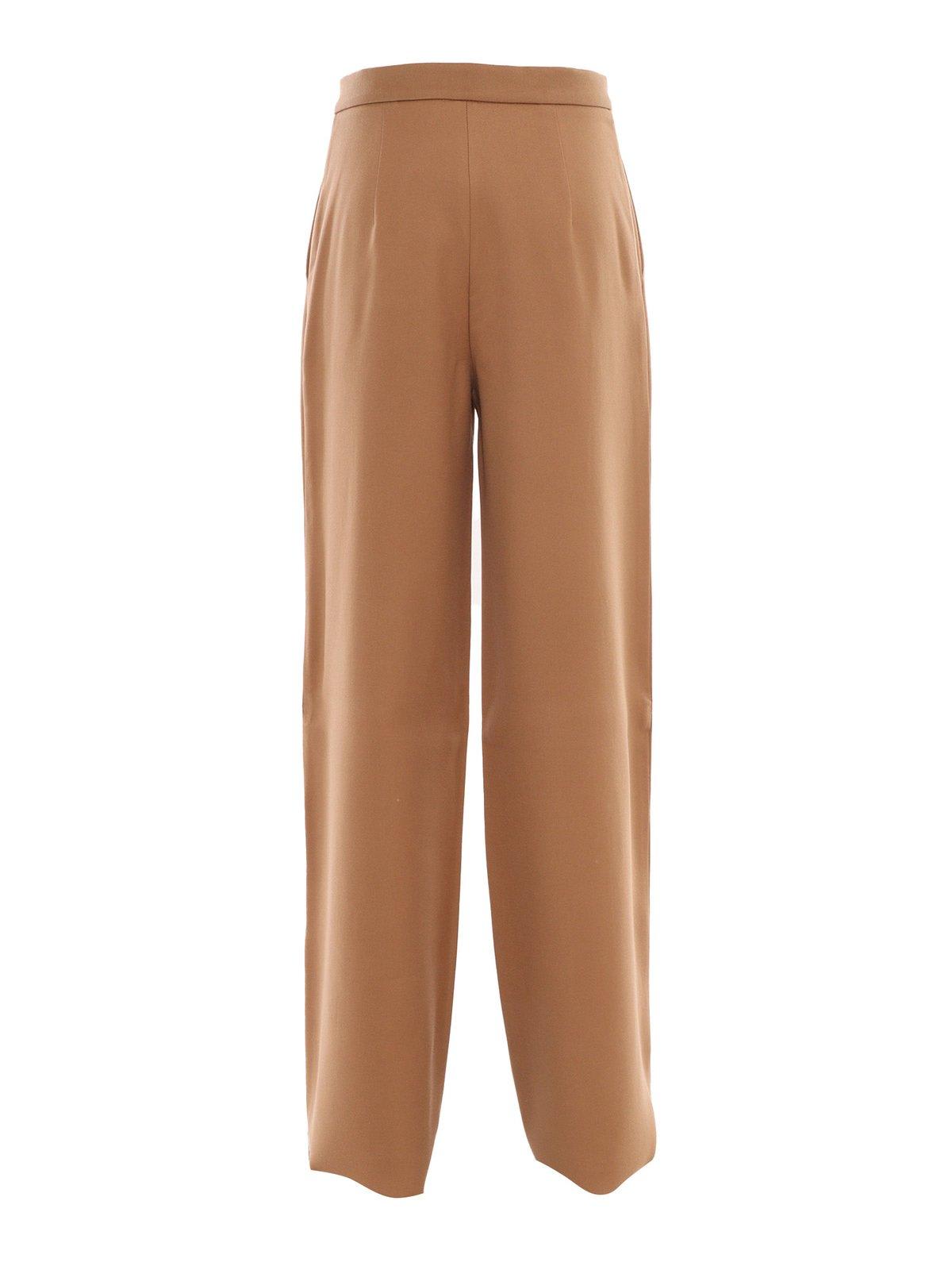 Max Mara Wide-leg And High-waist Casual Pants In Brown